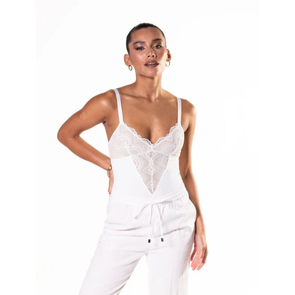 HeyShape White Lace Shape wear Bodysuit Woman One Piece Control Size Large